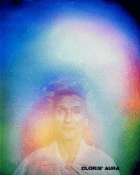 woman with swirling aura colors