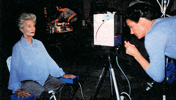 woman having an aura photo taken of her